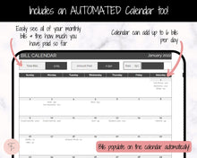 Load image into Gallery viewer, Monthly Bill Payment Tracker Spreadsheet | Google Sheets Automated Bill Calendar &amp; Organizer | Mono
