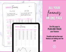 Load image into Gallery viewer, Annual Budget Tracker | Bill, Expenses, Income &amp; Savings Tracker | Brit Pink
