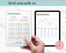 Load image into Gallery viewer, Annual Budget Tracker | Bill, Expenses, Income &amp; Savings Tracker | Colorful Sky
