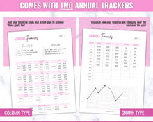 Load image into Gallery viewer, Annual Budget Tracker | Bill, Expenses, Income &amp; Savings Tracker | Brit Pink
