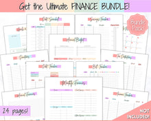 Load image into Gallery viewer, Editable Biweekly Budget Planner Template |  Printable Paycheck Tracker, Finance Planner, Zero Based Budget Binder | Pastel Rainbow
