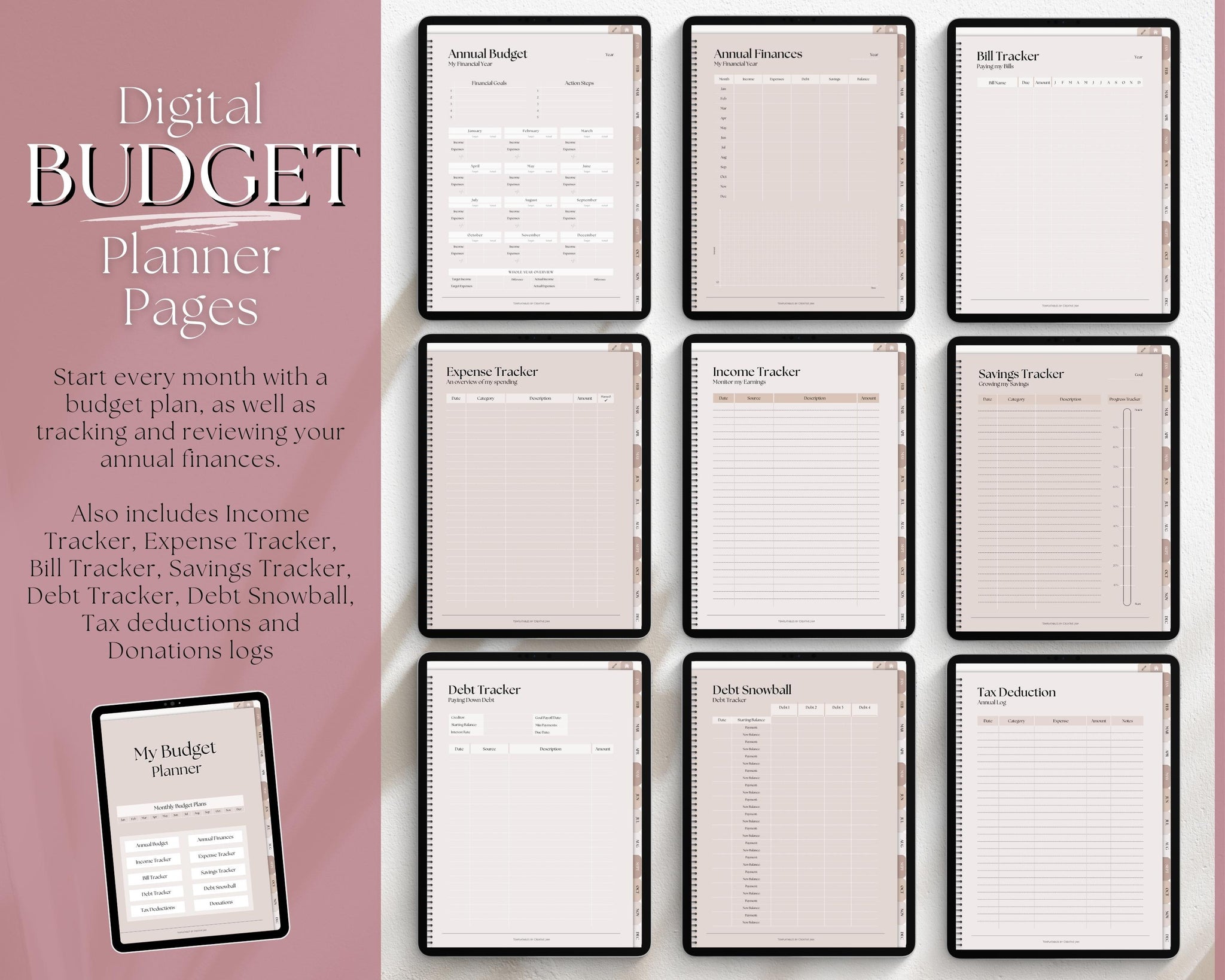 Undated Budget Planner for GoodNotes Graphic by Perla Designs
