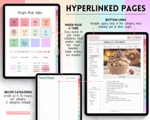 Load image into Gallery viewer, Digital Recipe Book for GoodNotes | Digital Recipe Template, Meal Planner, Cookbook Template for the iPad | Pastel Rainbow
