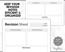 Load image into Gallery viewer, Nursing Revision Sheets for Medical School | Medicine &amp; Nursing Students, Exam Revision Notes &amp; Guide Templates | Mono
