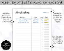 Load image into Gallery viewer, Reading Log Printable for Kids | Reading List, Summer Reading Challenge &amp; Book Tracker | Mono
