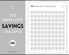 Load image into Gallery viewer, 5k Envelope Challenge, 5000 Savings Tracker Printable, 100 Envelopes Save, Budget Cash Envelope, 100 day challenge, Money Saving Finance | Mono
