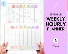 Load image into Gallery viewer, Weekly Hourly Planner - EDITABLE Weekly Schedule &amp; Daily Planner | Colorful Undated Planner, 2023 Weekly Organizer, To Do List Printable | Pastel Rainbow
