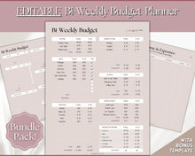 Load image into Gallery viewer, Editable Biweekly Budget Planner Template |  Printable Paycheck Tracker, Finance Planner, Zero Based Budget Binder | Lux
