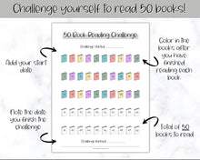 Load image into Gallery viewer, 50 Book Challenge Printable | Reading Challenge BUNDLE, Adult &amp; Kids Reading Log &amp; Book Tracker | Sky Mono
