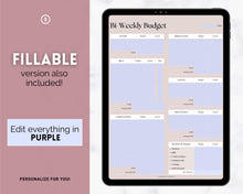 Load image into Gallery viewer, Editable Biweekly Budget Planner Template |  Printable Paycheck Tracker, Finance Planner, Zero Based Budget Binder | Lux
