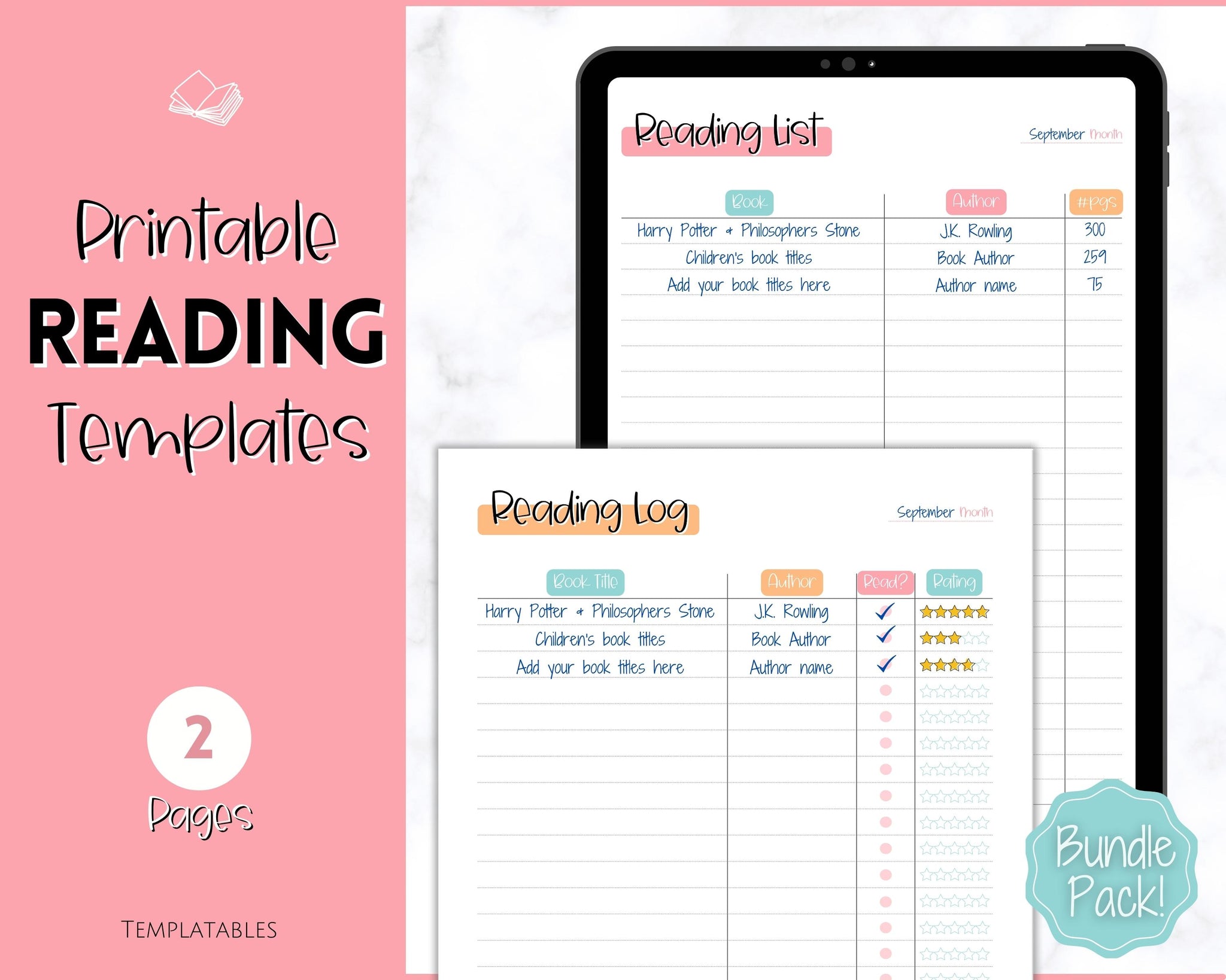 Editable Reading Journal, Daily Reading Log With Summary, Books to Read  Printable, Weekly Reading List Tracker, Reading Planner, Book Review 