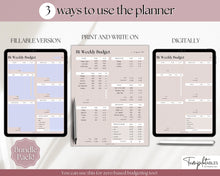 Load image into Gallery viewer, Editable Biweekly Budget Planner Template |  Printable Paycheck Tracker, Finance Planner, Zero Based Budget Binder | Lux
