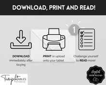 Load image into Gallery viewer, 50 Book Challenge Printable | Reading Challenge BUNDLE, Adult &amp; Kids Reading Log &amp; Book Tracker | Sky Mono
