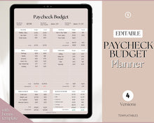 Load image into Gallery viewer, Editable Paycheck Budget Planner Template | Printable Paycheck Tracker, Finance Planner, Zero Based Budget Binder | Lux
