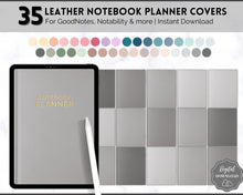 Load image into Gallery viewer, 35 Digital Planner Notebook Covers | Digital Journal Covers for GoodNotes &amp; iPad | Leather Texture Mono
