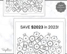 Load image into Gallery viewer, Save 2023 in 2023 Savings Tracker | 2k Savings Challenge Printable | Mono
