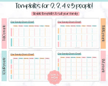 Load image into Gallery viewer, Family Chore Chart Printable | Editable Family Planner Schedule for Kids &amp; Adults | Sky Colorful
