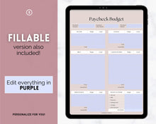 Load image into Gallery viewer, Editable Paycheck Budget Planner Template | Printable Paycheck Tracker, Finance Planner, Zero Based Budget Binder | Lux
