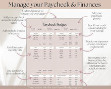 Load image into Gallery viewer, Editable Paycheck Budget Planner Template | Printable Paycheck Tracker, Finance Planner, Zero Based Budget Binder | Lux
