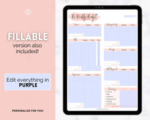 Load image into Gallery viewer, Editable Biweekly Budget Planner Template |  Printable Paycheck Tracker, Finance Planner, Zero Based Budget Binder | Pink Watercolor
