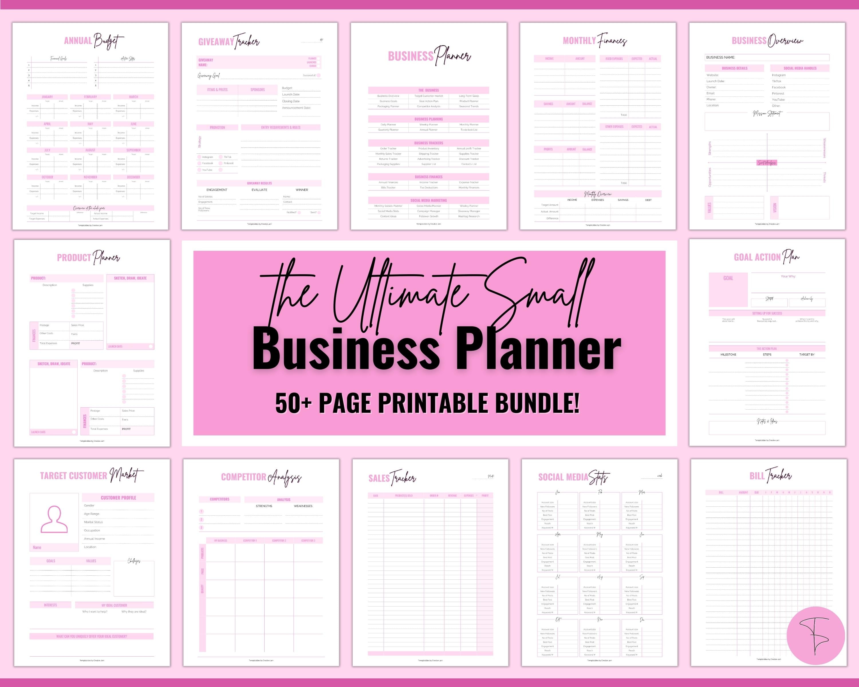 Small Business Planner Bundle, Printables, Trackers, Templates