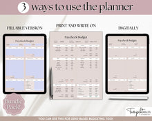 Load image into Gallery viewer, Editable Paycheck Budget Planner Template | Printable Paycheck Tracker, Finance Planner, Zero Based Budget Binder | Lux
