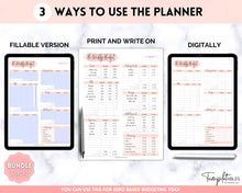 Load image into Gallery viewer, Editable Biweekly Budget Planner Template |  Printable Paycheck Tracker, Finance Planner, Zero Based Budget Binder | Pink Watercolor
