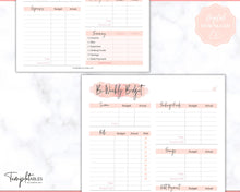 Load image into Gallery viewer, Editable Biweekly Budget Planner Template |  Printable Paycheck Tracker, Finance Planner, Zero Based Budget Binder | Pink Watercolor
