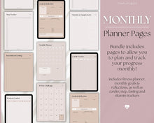 Load image into Gallery viewer, Fitness Planner Ultimate Bundle | Weight Loss, Workout, Fitness, Wellnes &amp; Health, Meal Planner, Self Care, Habit Tracker | Lux
