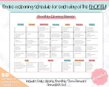 Load image into Gallery viewer, EDITABLE Cleaning Planner, Cleaning Checklist &amp; Cleaning Schedule | Weekly House Chores, Clean Home Routine, Monthly Cleaning List | Colorful Sky
