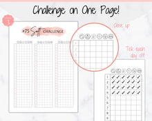 Load image into Gallery viewer, EDITABLE 75 SOFT Challenge Tracker | 75soft Printable Challenge, Fitness &amp; Health Planner | Pink Watercolor
