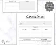 Load image into Gallery viewer, Substitute Teacher Note Template | Printable While You Were Out Substitute Teacher Binder | Mono
