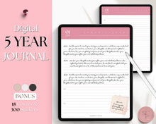 Load image into Gallery viewer, Digital 5 Year Journal | GoodNotes Hyperlinked 365 Day Digital Planner | iPad Diary | Bundle 2
