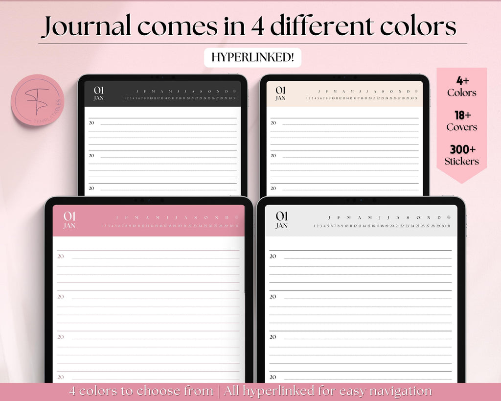 5 Year Journal, Digital 5 Year Journal, One Line a Day Journal, Hyperlinked  Gratitude Journal for Ipad, Goodnotes, Notability, Autumn Theme 