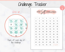 Load image into Gallery viewer, EDITABLE 75 SOFT Challenge Tracker | 75soft Printable Challenge, Fitness &amp; Health Planner | Pink Watercolor
