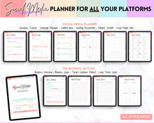 Load image into Gallery viewer, Social Media Digital Planner | GoodNotes Content &amp; Marketing Planner for Instagram, YouTube, TikTok | Pastel Rainbow
