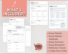 Load image into Gallery viewer, Essay Planner Printable BUNDLE for Students | Essay Writing Template for College Assignment, School, Homework &amp; Projects | Minimalist
