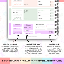 Load image into Gallery viewer, Food Journal: Daily Food Journal, 90 Day Meal Tracker &amp; Planner, Fitness Diet Wellness Planner, Habit Tracker, Weight Loss Tracker, Nutrition Log, Daily Food Diary | A5 Pastel Rainbow
