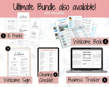 Load image into Gallery viewer, Airbnb 2 Page Welcome Poster Template, Wifi Password Sign Printable, Welcome Book, House Rules, Host, Vacation Rental, Check Out Instruction | Brit
