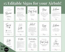 Load image into Gallery viewer, Airbnb Host BUNDLE! Editable Airbnb Signs, Welcome Book Template, Cleaning checklist, Business Tracker Spreadsheet, Air bnb Printables, VRBO | Dark Green
