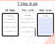 Load image into Gallery viewer, Article Summary Sheet, Student Planner, Student Printable, Research Paper, Dissertation, Journal, Project Planner, Study, College, Essay | Mono

