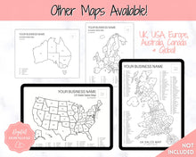 Load image into Gallery viewer, Australia Sales Map, EDITABLE Etsy Sales Tracker, Business Sales Map, Order Tracker, Shop Seller Sale Map, Procreate PNG, Color In Printable
