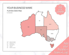 Load image into Gallery viewer, Australia Sales Map, EDITABLE Etsy Sales Tracker, Business Sales Map, Order Tracker, Shop Seller Sale Map, Procreate PNG, Color In Printable
