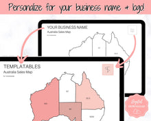 Load image into Gallery viewer, Australia Sales Map, EDITABLE Etsy Sales Tracker, Business Sales Map, Order Tracker, Shop Seller Sale Map, Procreate PNG, Color In Printable
