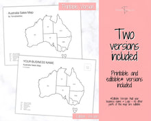 Load image into Gallery viewer, Australia Sales Map, EDITABLE Etsy Sales Tracker, Business Sales Map, Order Tracker, Shop Seller Sale Map, Procreate PNG, Color In Printable
