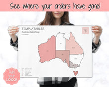 Load image into Gallery viewer, Australia Sales Map, EDITABLE Etsy Sales Tracker, Business Sales Map, Order Tracker, Shop Seller Sale Map, Procreate PNG, Color In Printable
