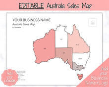 Load image into Gallery viewer, Australia Sales Map, EDITABLE Etsy Sales Tracker, Business Sales Map, Order Tracker, Shop Seller Sale Map, Procreate PNG, Color In Printable
