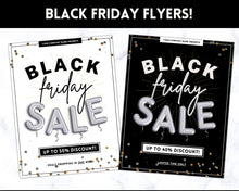 Load image into Gallery viewer, BLACK FRIDAY FLYER Template, Editable Pink Poster, Cyber Monday, Small Business Marketing Branding Template, Christmas Holidays, Flash Sale | Silver
