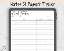 Load image into Gallery viewer, Bill Tracker, Bill Payment Tracker Printable, Bill Organizer, Monthly &amp; Yearly Bill, Financial Planner, Budget Template. Payday, Bill Due
