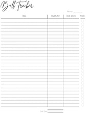 Load image into Gallery viewer, Bill Tracker, Bill Payment Tracker Printable, Bill Organizer, Monthly &amp; Yearly Bill, Financial Planner, Budget Template. Payday, Bill Due
